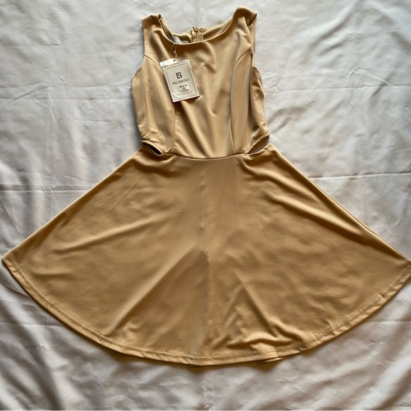 Apricot BELONGSCI Women 2025 Sweet and Cute Sleeveless Racerback Flared Swing - Picture 3 of 8